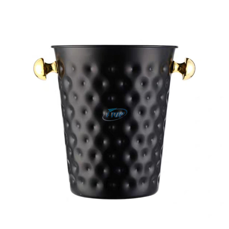 4 Quarts gehämmerter Metall-Getränkeeimer, Champagner, Wein, länger einfrieren, isolierter Eiskübel mit Griff
