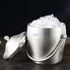 Maßgeschneiderter doppelwandiger, isolierter Champagner-Eiskübel für Cocktailbar, Bier-Eiskübel aus Edelstahl mit Deckel und Schaufel