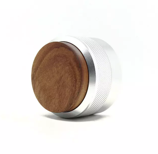 58 mm Kaffeeverteiler, Edelstahl-Kaffeeverteiler, Walnuss-Dekoration, höhenverstellbarer Kaffeeverteiler mit Holz