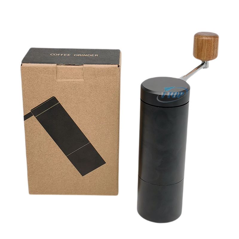 Tragbare Mini-Kaffeebohnenmühle aus Edelstahl mit Holzgriff