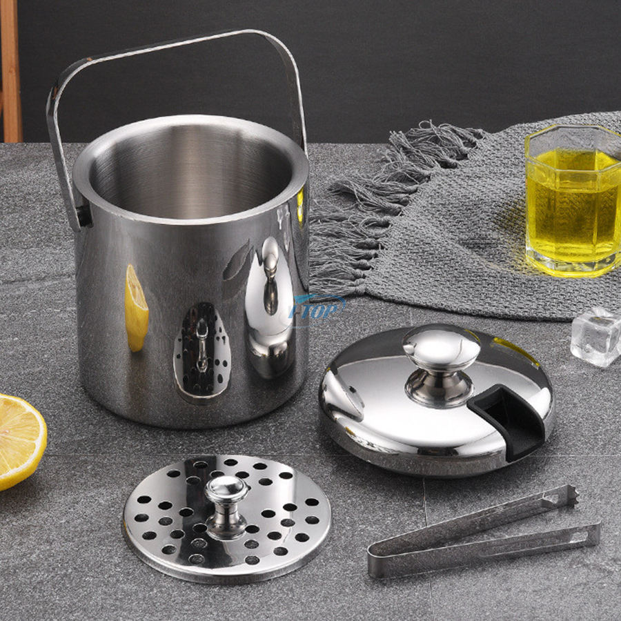 Party-Getränkekühler mit individuellem Logo, isolierter Edelstahl, hält das Eis länger gefroren, Eiskübel für Cocktailbars und Partys