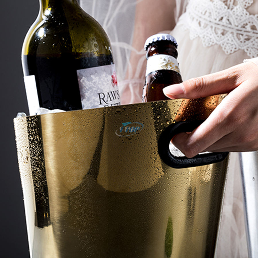 Maßgeschneiderter 3-Liter-Eiskübel für Champagner und Wein, hält stundenlang kühl, isolierter Eiskübel aus Edelstahl für die Cocktailbar
