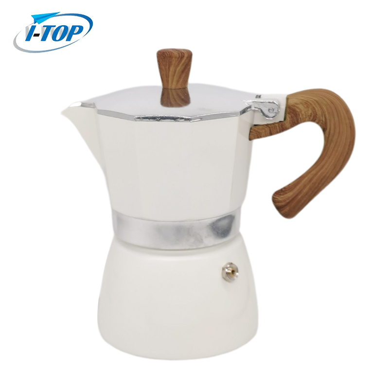 Beste Moka-Kanne aus Aluminiumlegierung, bunter Espressokocher, Mokka-Kanne, Wärmeinduktion, erhältlich, Nylongriff