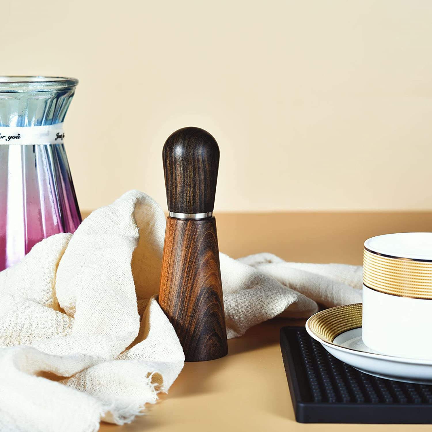 Espresso-Werkzeug, Kaffeeverteilungswerkzeug, Griff und Basis aus Naturholz, professioneller Espresso-Rührer