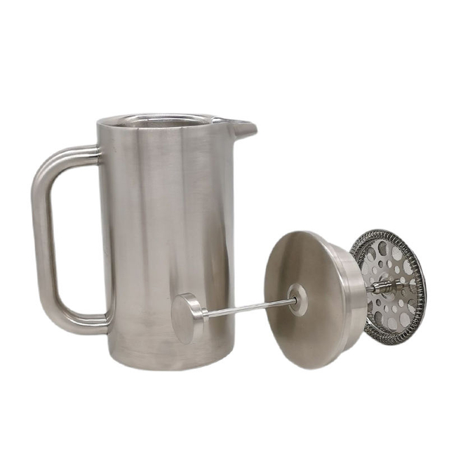 Satinierte Kaffeepresse aus Edelstahl, spülmaschinenfest, Weihnachtsgeschenk, Heimbüro, doppelwandige französische Presse