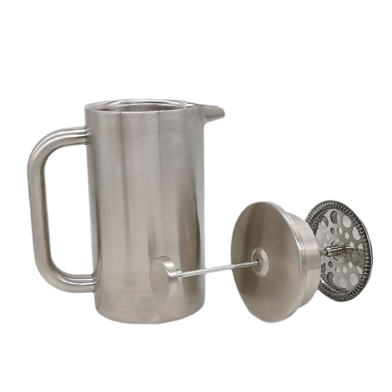 Satinierte Kaffeepresse aus Edelstahl, spülmaschinenfest, Weihnachtsgeschenk, Heimbüro, doppelwandige französische Presse