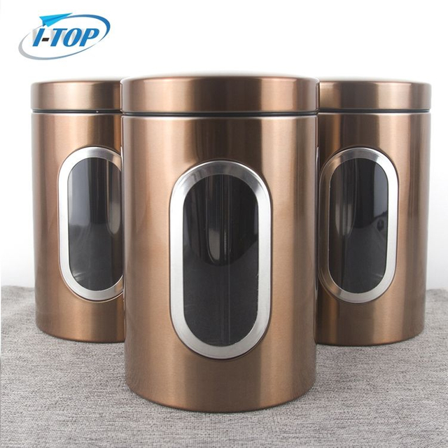 Luftdichter Metall-Edelstahl-Küchenbehälter für Tee, Zucker, Kaffeebohnen, Aufbewahrungsbehälter-Set mit Deckel