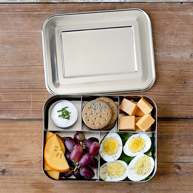 Hochwertige, rechteckige, versiegelte, auslaufsichere, umweltfreundliche Bento-Lunchbox, doppelschichtige Lunchbox aus Edelstahl für Kinder und Erwachsene