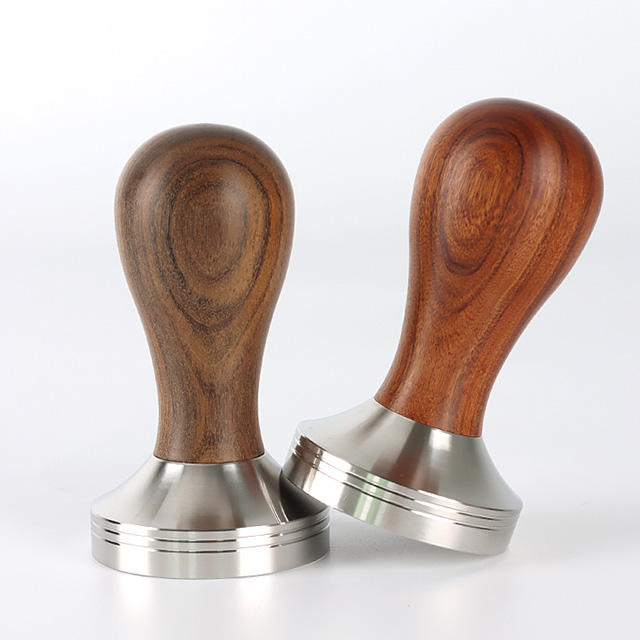 Barista-Espresso-Kaffeepresse mit Tamper-Matte, Tamper mit 304-Edelstahlbasis, Holzgriff, Kaffee-Tamper