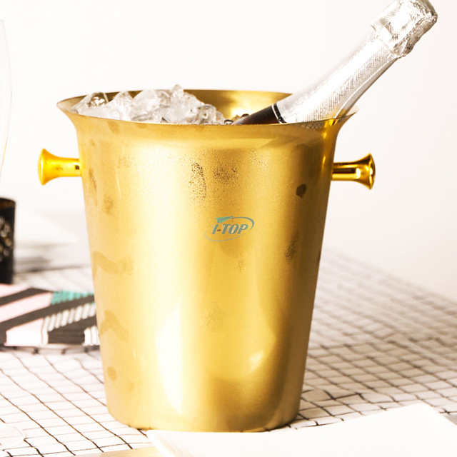 Custom Logo Barware Silberner, doppelwandiger, isolierter Eiskübel aus Edelstahl mit Deckel und Zange