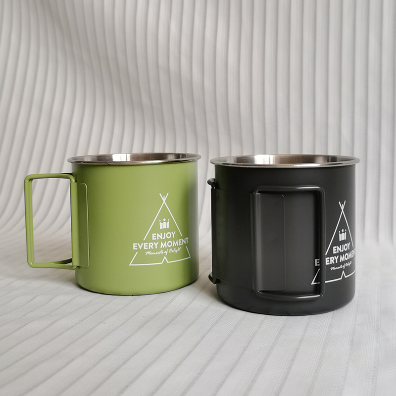 Camping Edelstahl Wasser Tasse 330 ml Outdoor Tragbare Falten Becher für Kaltes Getränk Bier Kaffee Metall Tassen kaffee werkzeuge set