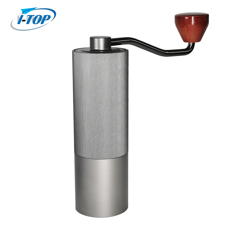 Manuelle Kaffeemühle, verstellbarer Grat, Edelstahl, tragbare Hand-Mini-Kaffeebohnenmühle, Holzgriff