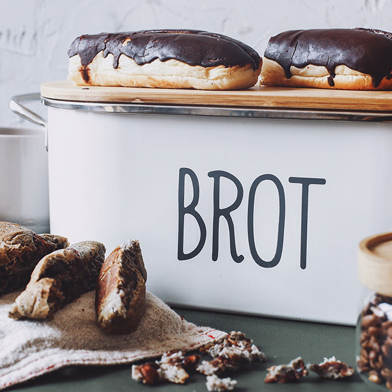 Neu eingetroffener moderner 2-in-1-Brotkasten mit Bambus-Schneidebrett-Deckel, sparsamer Brotkasten