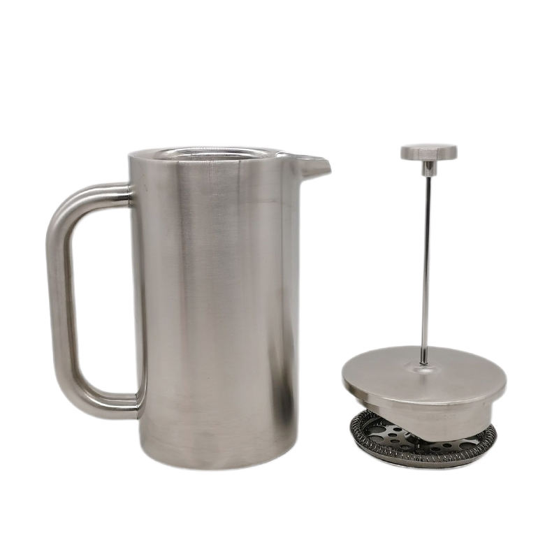 Satinierte Kaffeepresse aus Edelstahl, spülmaschinenfest, Weihnachtsgeschenk, Heimbüro, doppelwandige französische Presse