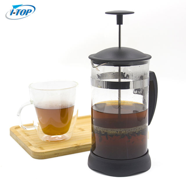 I-TOP GFP08, verbesserte, langlebige, hitzebeständige Kaffeekanne aus Glas, French Press mit Edelstahlständer und Griff