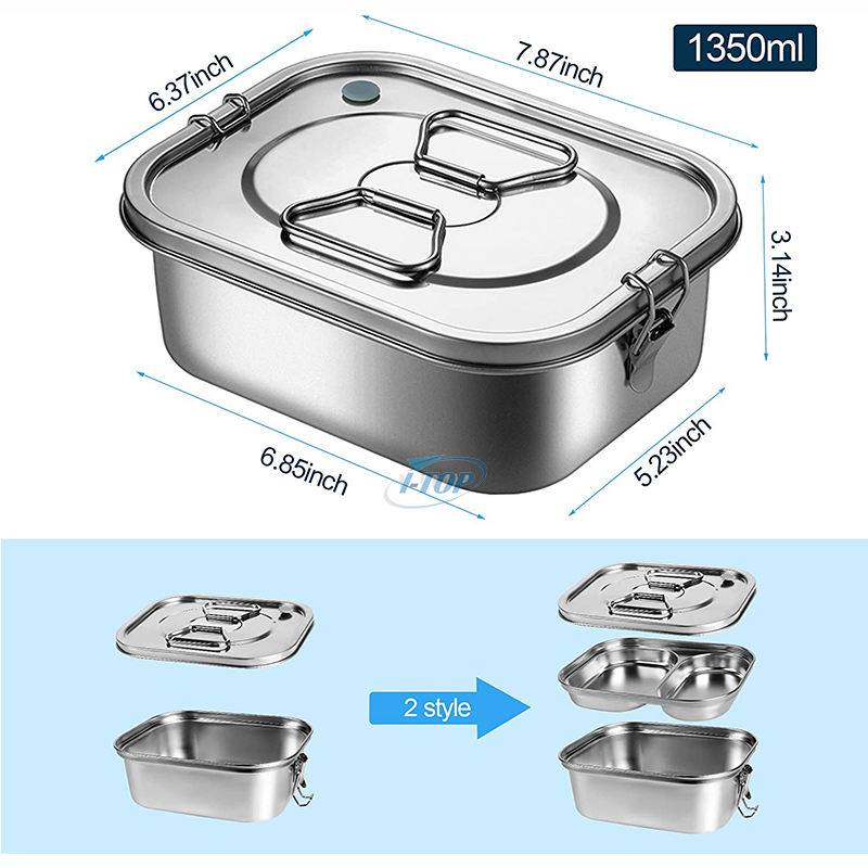 Großhandel für Erwachsene und Kinder, auslaufsichere Lunch-Bento-Box, Lebensmittelaufbewahrungsbehälter, Lunchbox aus Edelstahl 304 mit Deckel