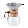 Heiße verkaufende Kaffeemaschine zum Übergießen, Karaffe aus Borosilikatglas mit papierlosem Edelstahl-Kaffeetropf und Holzhülle