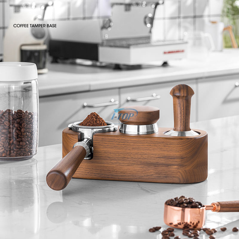 Kaffeefilter-Manipulationshalter 58 mm Espresso-Tampermattenständer aus Holz Tamping-Station Espresso-Tamperhalter mit rutschfesten Füßen
