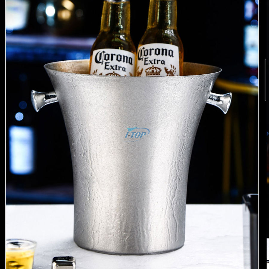 Bar Tools Tragbarer Bierfasskühler Champagner Weinkübel Doppelwandiger Eiskübel aus Edelstahl für Buffettreffen im Freien