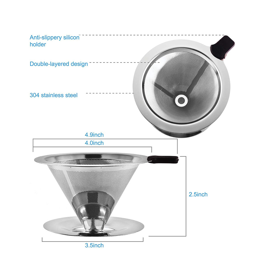  Kaffeetropfer, tragbarer Kaffeetropfer aus Edelstahl, Netzfilter